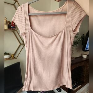 Reformation Light Pink Ribbed Cap Sleeve Top